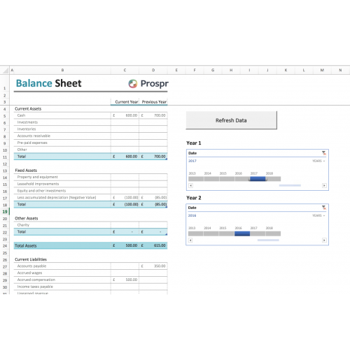 Balance Sheet Excel Refreshable Report - Dynamics GP